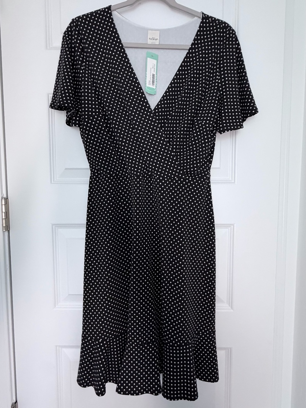 Kaileigh Black Polka Dot Wrap Midi Dress